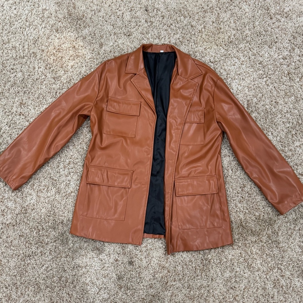SHEIN Women’s Brown Faux Leather Jacket